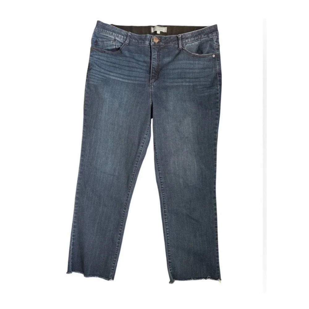 Wit Wisdom Ab Solution Skinny Jeans Women 18 Mom Raw Hem Mid Rise Stretch Medium